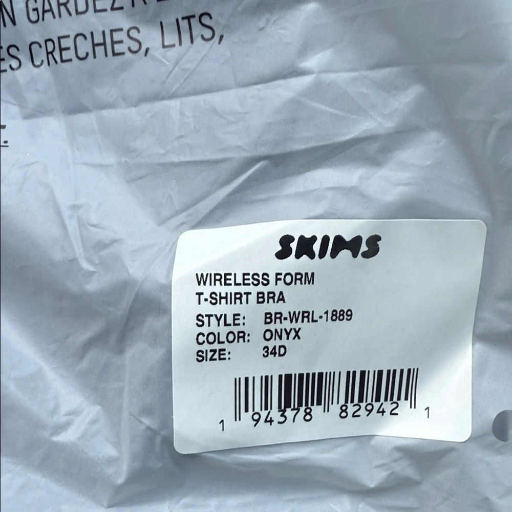 Skims Wireless Form T-Shirt Bra‎ 34D Onyx New With Tags - Picture 5 of 5